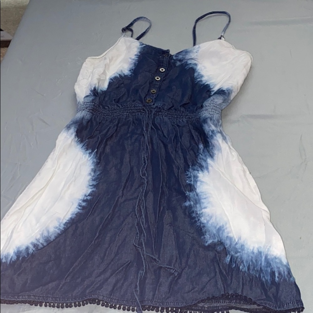 Blue & white romper dress